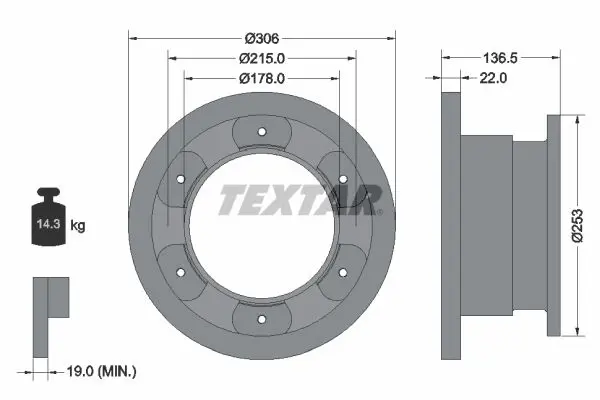 TEXTAR 93127300 Тормозной диск