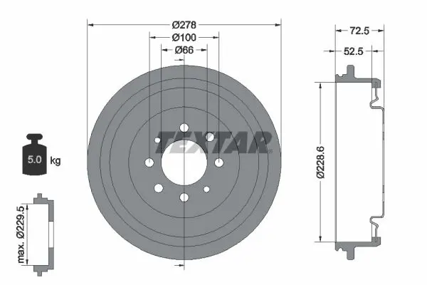 TEXTAR 94013700 Тормозный барабан