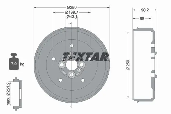 TEXTAR 94030600 Тормозный барабан