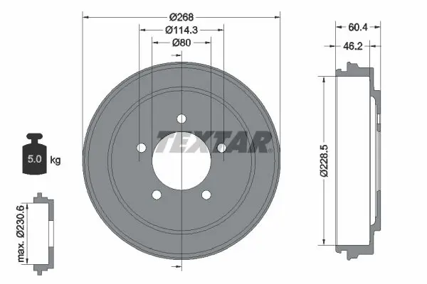 TEXTAR 94036300 Тормозный барабан