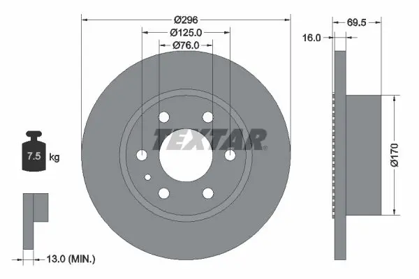 TEXTAR 93177500 Тормозной диск