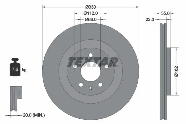 TEXTAR 92238305 Диск тормозной