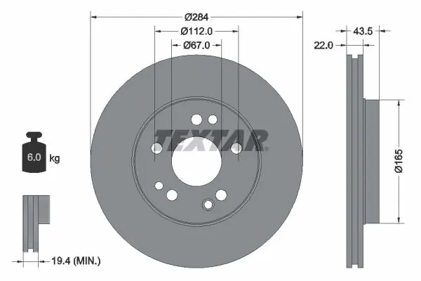 TEXTAR 92031900 Диск тормозной