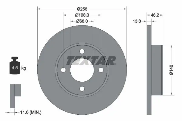 Textar 92025900 Тормозной диск