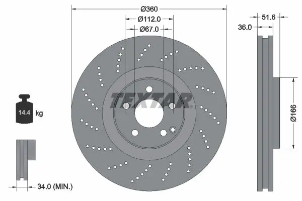 Textar 92283905 Тормозной диск