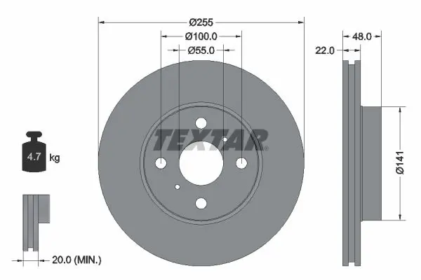 TEXTAR 92077203 Диск тормозной с покрытием PRO