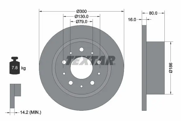 TEXTAR 92157600 Диск тормозной задний