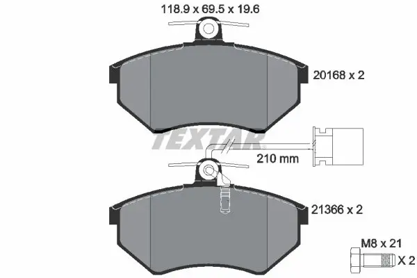 2016805 Колодки тормозные AUDI 80/VW