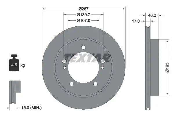 TEXTAR 92076400 Тормозной диск