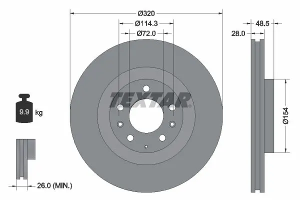 Textar 92203403 Диск тормозной передние MAZDA