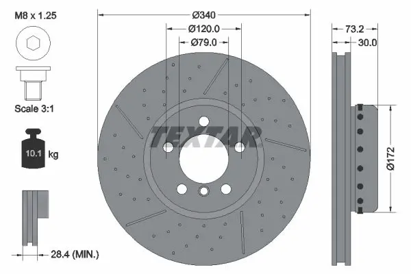 TEXTAR 92265025 Диск тормозной передний