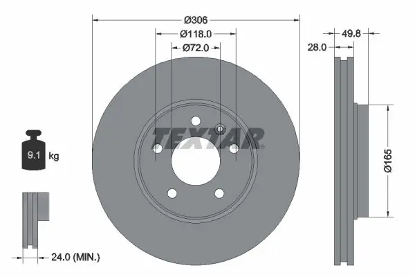 TEXTAR 92116003 Тормозной диск