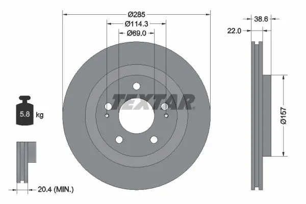 TEXTAR 92148500 Тормозной диск