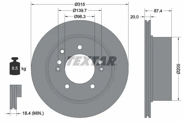 TEXTAR 92147400 Тормозной диск