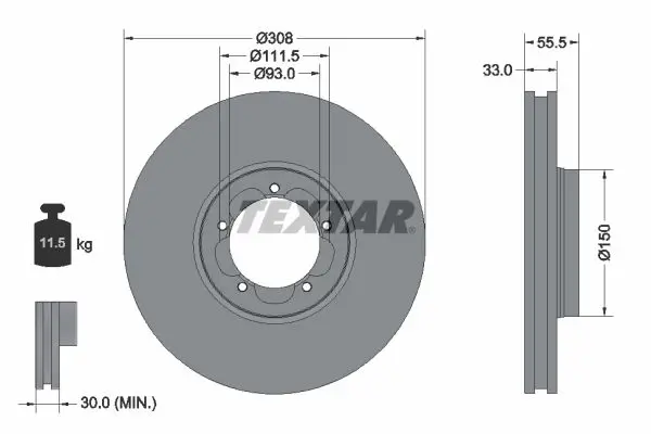 TEXTAR 92273003 Диск тормозной передний FORD