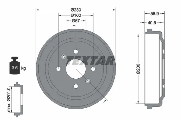 TEXTAR 94032100 Тормозный барабан