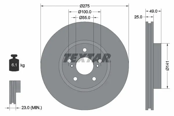 TEXTAR 92173103 диск тормозной с покрытием PRO