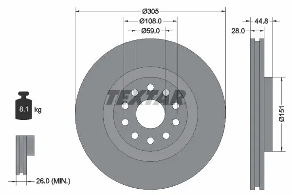TEXTAR 92115800 Тормозной диск