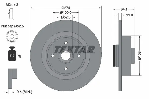 Textar 92223203 Диск тормозной задний
