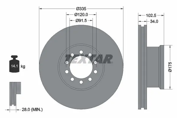 TEXTAR 93101300 Диск тормозной MERCEDES Atego