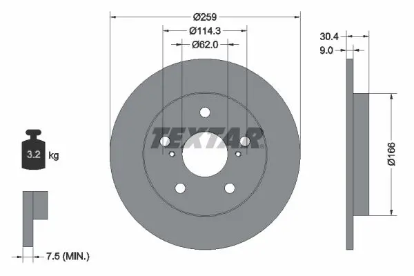 Textar 92164103 Диск тормозной TOYOTA