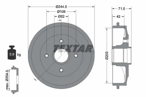 TEXTAR 94026600 Тормозный барабан