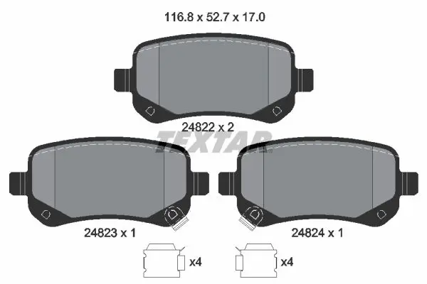 Textar 2482201 Колодки тормозные задние