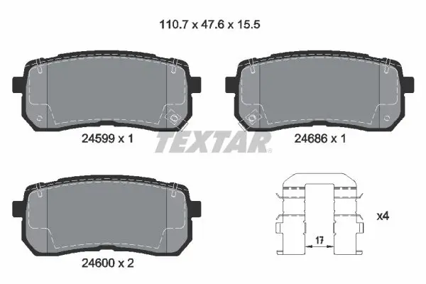 Textar 2459901 Колодки задние с противошумной