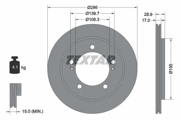 TEXTAR 92136800 Диск тормозной передний