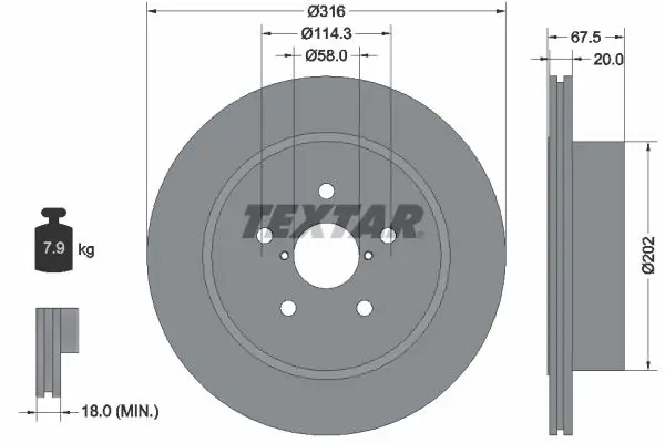 92227803 Диск тормозной задний SUBARU