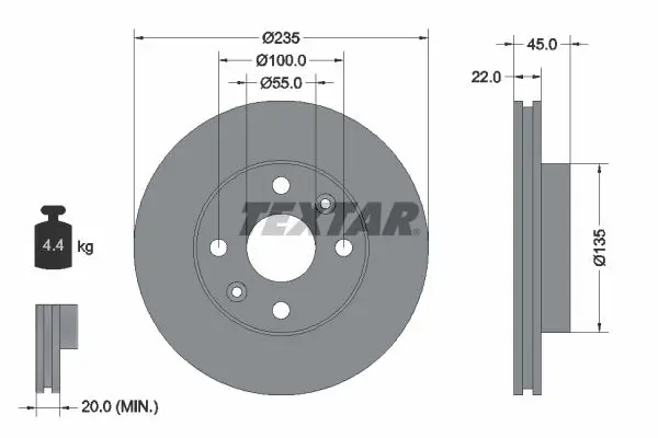 Textar 92134200 Тормозной диск