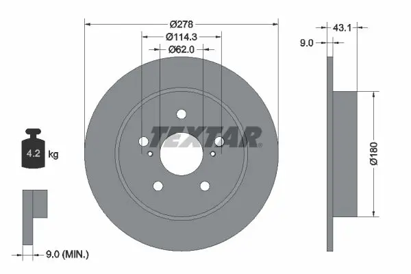 Textar 92222300 Тормозной диск