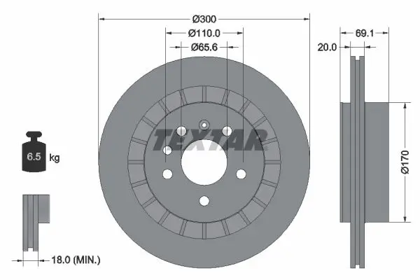 TEXTAR 92164900 Тормозной диск