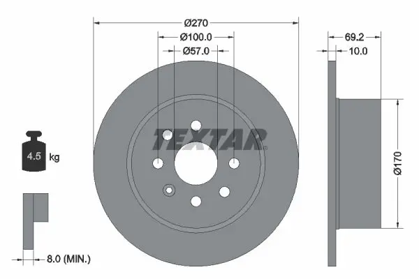 TEXTAR 92075503 Тормозной диск