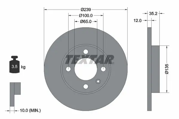 Textar 92010603 Диск тормозной с покрытием PRO