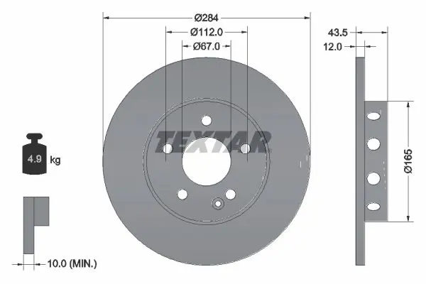Textar 92059303 Тормозной диск