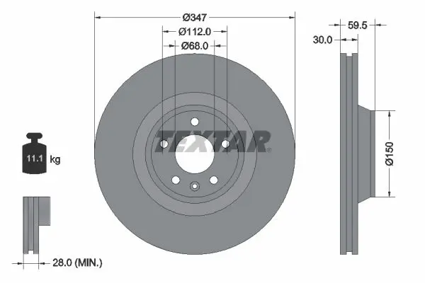 Textar 92132405 Диск тормозной FR VAG Audi A6