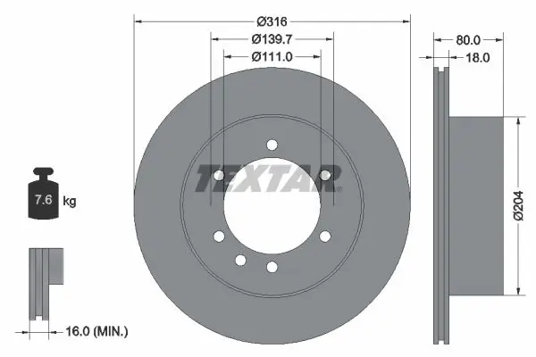 TEXTAR 92129900 Тормозной диск