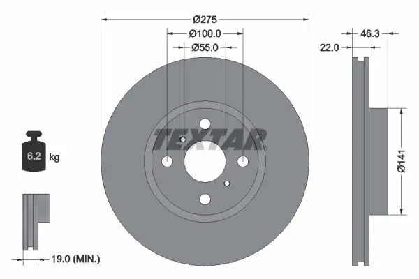 TEXTAR 92156200 диск тормозной 275x22