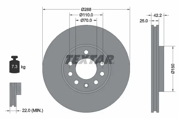 Textar 92075603 Тормозной диск