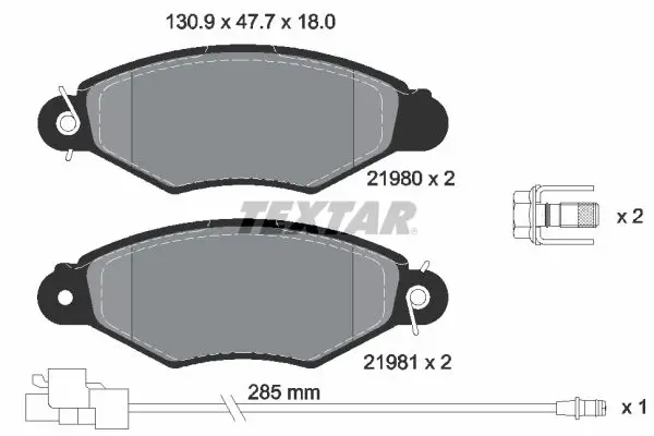 TEXTAR 2198009 Комплект тормозных колодок