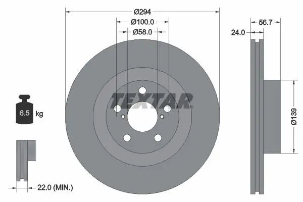 Textar 92139500 диск тормозной 294x24