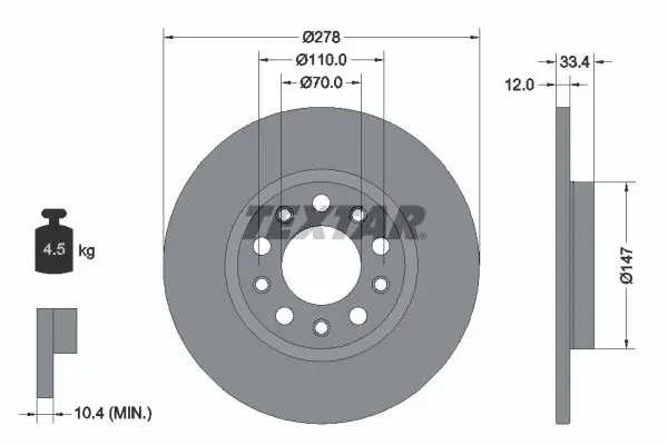 Textar 92326503 Диск тормозной