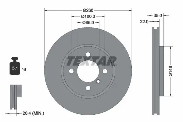 Textar 92026503 Тормозной диск