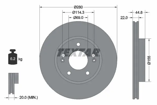 TEXTAR 92314703 Диск тормозной передний