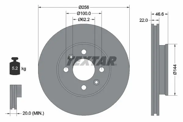 Textar 92164703 Диск тормозной HYUNDAI VERNA/