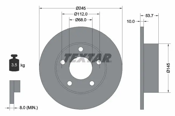 TEXTAR 92090800 Диск задний 4B0615601 97-05