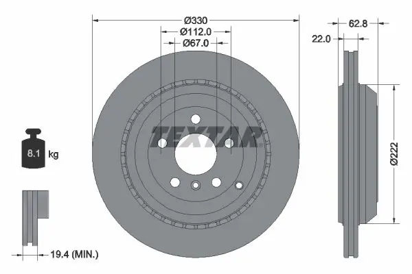 Textar 92150903 Диск тормозной MB ML W164