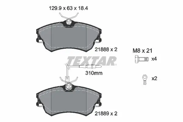 TEXTAR 2188801 Комплект тормозных колодок