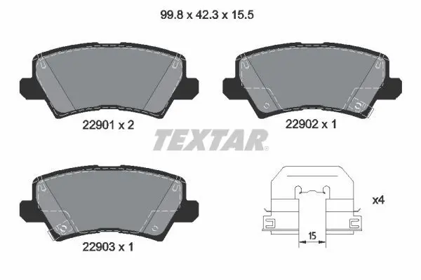 TEXTAR 2290101 Комплект тормозных колодок,